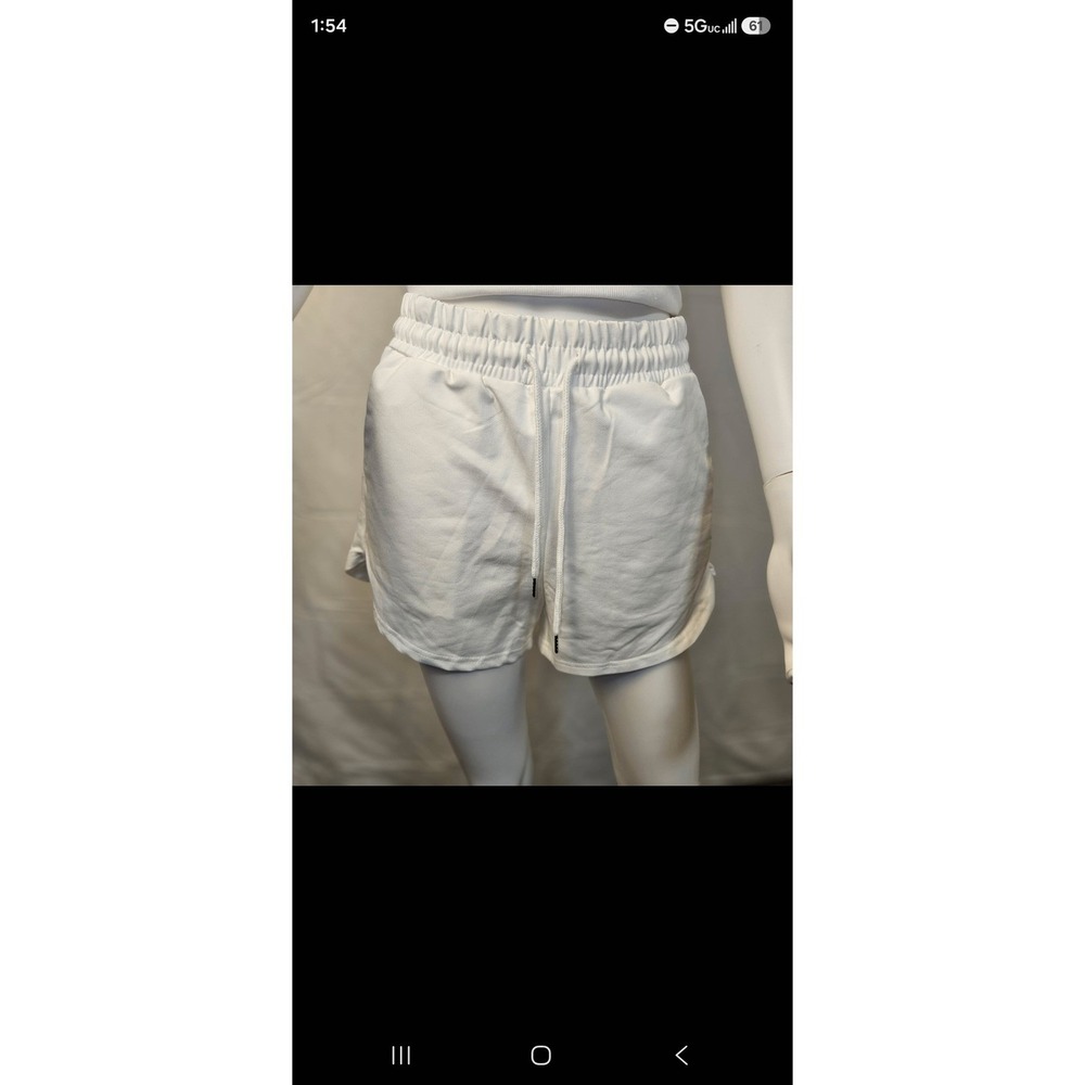 Shein EZwear White Athletic Shorts Drawstring Elastic Waist Dolphin Hem Small
